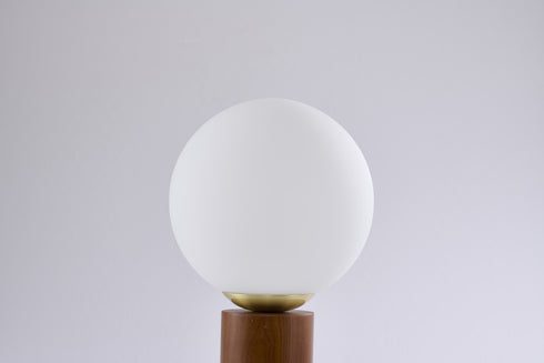 Bethel International 1 Light Black And Satin Brass Table Lamp With A White Glass Shade in Dark Oak & Satin Brass Finish Model: BTG102BR