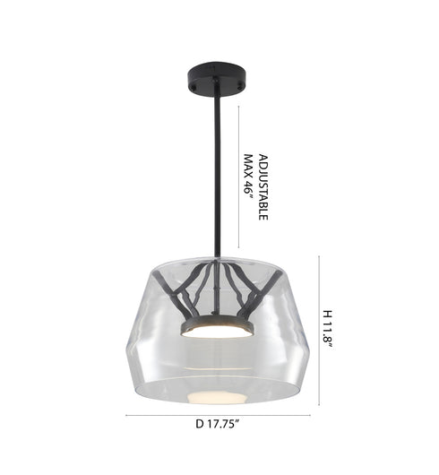 Bethel International 1 Light in Black LED Pendant With A Clear Glass Shade Model: SYM03P17BK