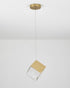 Bethel International 1 Light in Brass Cubed Pendant With A Clear Distorted Glass Shade Model: GL445P8BR