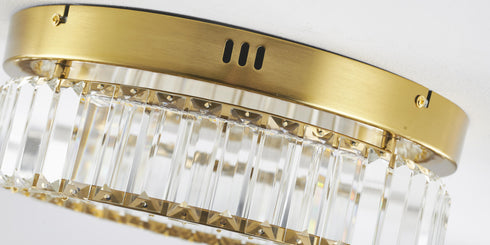 Bethel International 1 Light in Brass Dimmable LED Flush Mount With Clear Crystals Model: GL447FM14BR
