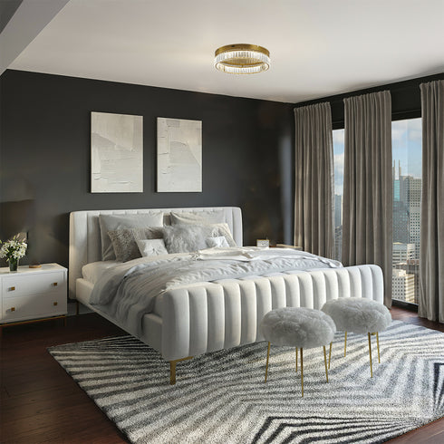 Bethel International 1 Light in Brass Dimmable LED Flush Mount With Clear Crystals Model: GL449FM20BR