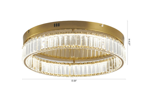 Bethel International 1 Light in Brass Dimmable LED Flush Mount With Clear Crystals Model: GL449FM20BR