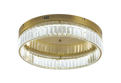 Bethel International 1 Light in Brass Dimmable LED Flush Mount With Clear Crystals Model: GL449FM20BR