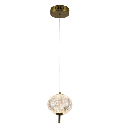 Bethel International 1 Light in Brass Dimmable LED Single Pendant With A Clear PC Shade Model: GL455P5BR