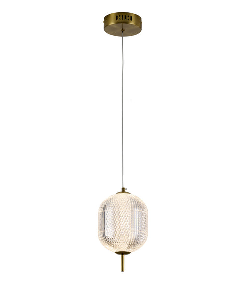 Bethel International 1 Light in Brass Dimmable LED Single Pendant With A Clear PC Shade Model: GL456P7BR