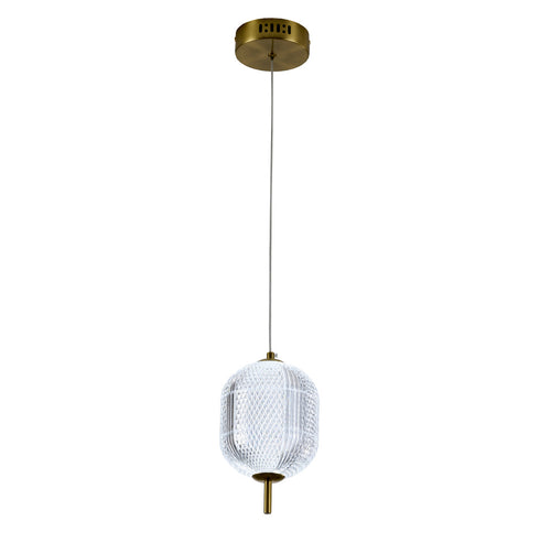 Bethel International 1 Light in Brass Dimmable LED Single Pendant With A Clear PC Shade Model: GL456P7BR