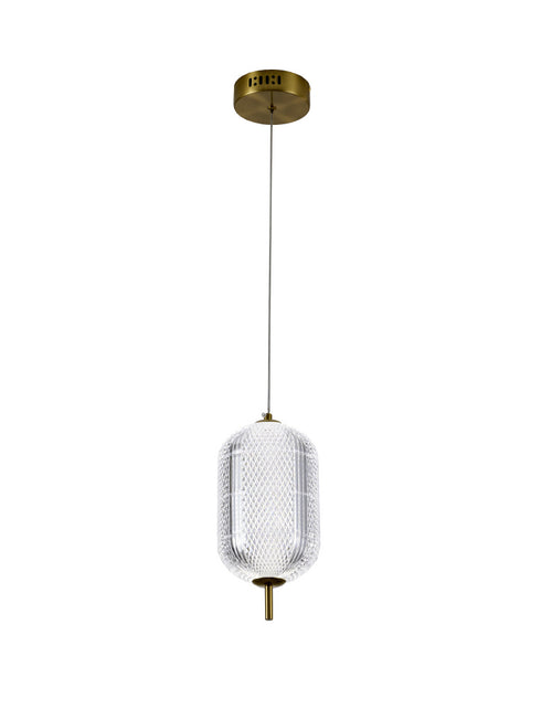 Bethel International 1 Light in Brass Dimmable LED Single Pendant With A Clear PC Shade Model: GL457P9BR