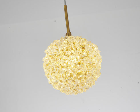 Bethel International 1 Light in Brass Steel Single Pendant With Clear Crystal Beaded Ball Model: GL458P6BR