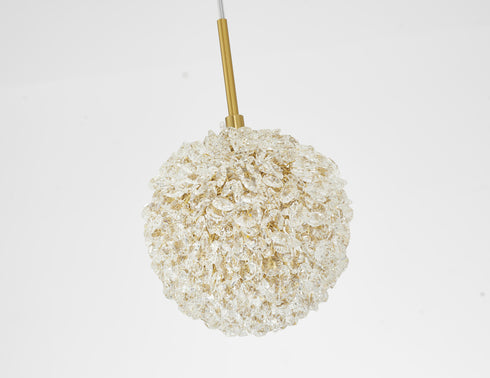 Bethel International 1 Light in Brass Steel Single Pendant With Clear Crystal Beaded Ball Model: GL458P6BR
