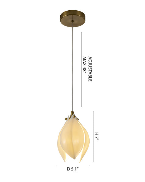 Bethel International 1 Light in Bronze Single Pendant With A Cream Ceramic Flower Model: ZA42P5BR