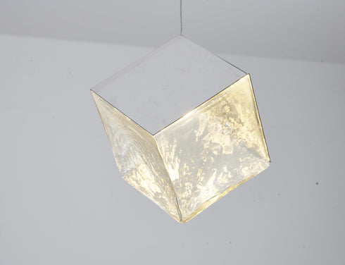 Bethel International 1 Light in Chrome Cubed Pendant With A Clear Distorted Glass Shade Model: GL445P8CH
