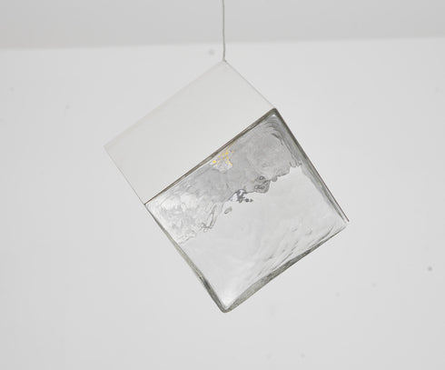 Bethel International 1 Light in Chrome Cubed Pendant With A Clear Distorted Glass Shade Model: GL445P8CH