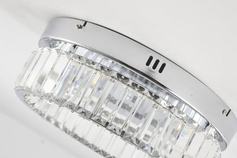 Bethel International 1 Light in Chrome Dimmable LED Flush Mount With Clear Crystals Model: GL447FM14CH