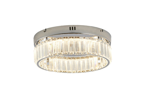 Bethel International 1 Light in Chrome Dimmable LED Flush Mount With Clear Crystals Model: GL447FM14CH