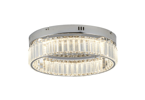 Bethel International 1 Light in Chrome Dimmable LED Flush Mount With Clear Crystals Model: GL448FM16CH
