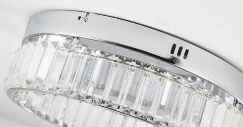 Bethel International 1 Light in Chrome Dimmable LED Flush Mount With Clear Crystals Model: GL448FM16CH