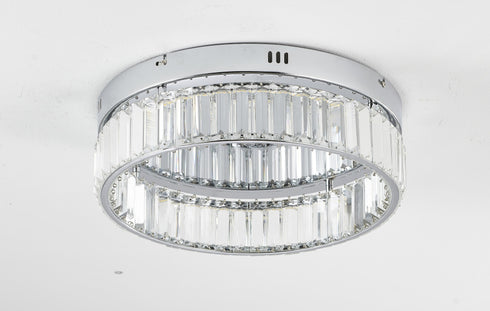 Bethel International 1 Light in Chrome Dimmable LED Flush Mount With Clear Crystals Model: GL448FM16CH