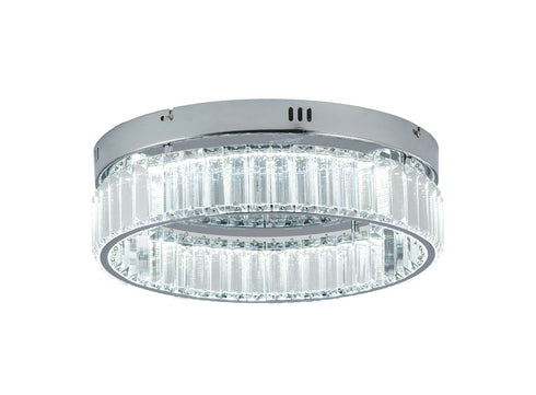 Bethel International 1 Light in Chrome Dimmable LED Flush Mount With Clear Crystals Model: GL448FM16CH