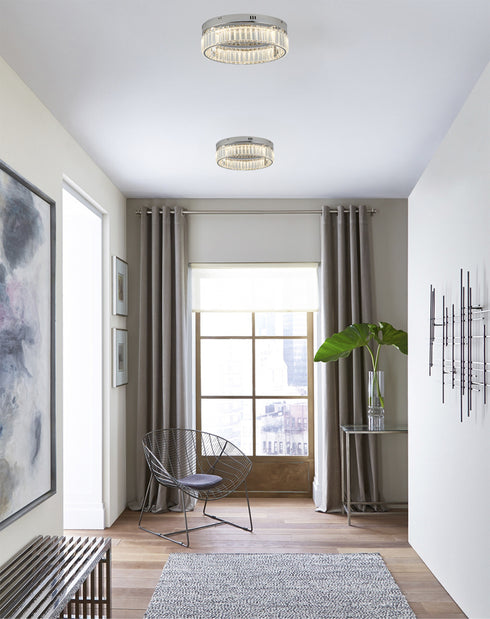Bethel International 1 Light in Chrome Dimmable LED Flush Mount With Clear Crystals Model: GL448FM16CH