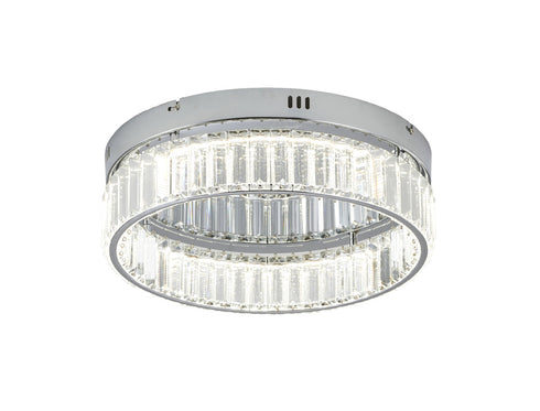 Bethel International 1 Light in Chrome Dimmable LED Flush Mount With Clear Crystals Model: GL448FM16CH