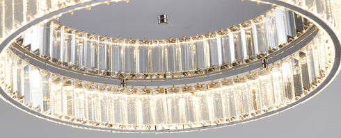 Bethel International 1 Light in Chrome Dimmable LED Flush Mount With Clear Crystals Model: GL449FM20CH