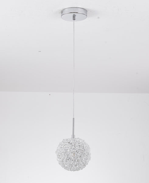Bethel International 1 Light in Chrome Steel Single Pendant With Clear Crystal Beaded Ball Model: GL458P6CH