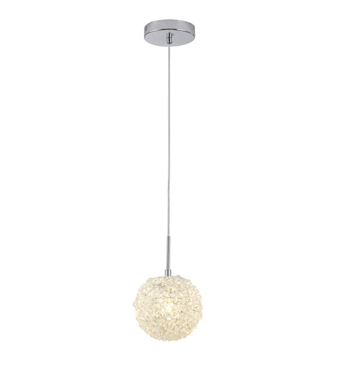 Bethel International 1 Light in Chrome Steel Single Pendant With Clear Crystal Beaded Ball Model: GL458P6CH