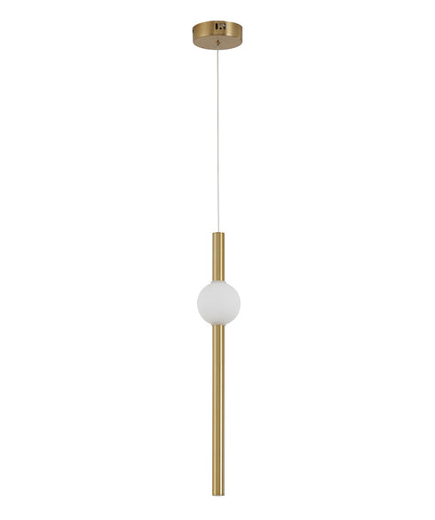 Bethel International 1 Light in Gold LED Pendant With A White Glass Shade Model: DLS115P23G