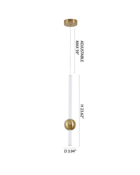 Bethel International 1 Light in Gold LED Pendant With A White Glass Shade Model: DLS116P23W