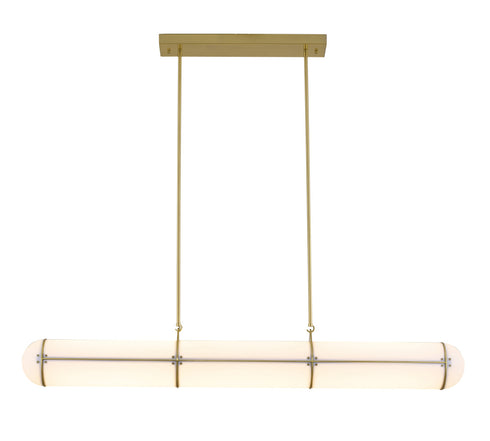 Bethel International 1 Light in Satin Brass LED pendant With A Clear Frosted Glass Shade Model: BLT109BR