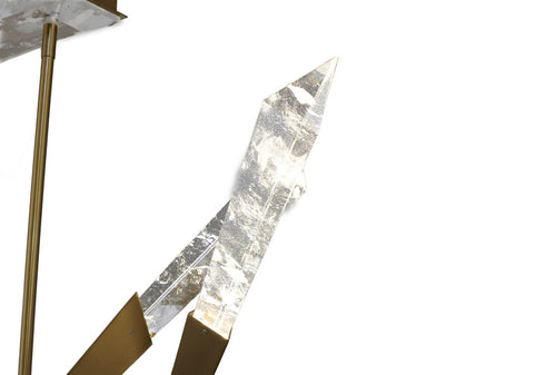 Bethel International 12 Light Dimmable in Satin Brass Stainless Steel LED Chandelier With Clear Snowflake Crystals Model: FER01C60BR