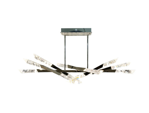 Bethel International 12 Light Dimmable Shiny Nickel Stainless Steel LED Chandelier With Clear Snowflake Crystals in Satin Brass Finish Model: FER01C60SHN