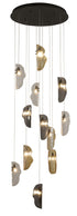 Bethel International 12 Light in Black Chandelier With Clear Smoke And Amber Glass Accents Model: ZP144C24BLK