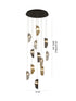 Bethel International 12 Light in Black Chandelier With Clear Smoke And Amber Glass Accents Model: ZP144C24BLK