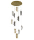 Bethel International 12 Light in Brass Chandelier With Clear Smoke And Amber Glass Accents Model: ZP144C24BR