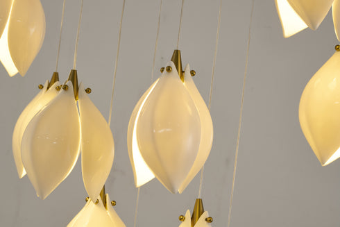 Bethel International 12 Light in Bronze Single Pendant With Cream Ceramic Flowers Model: ZA44C48BR