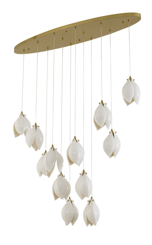 Bethel International 12 Light in Bronze Single Pendant With Cream Ceramic Flowers Model: ZA44C48BR