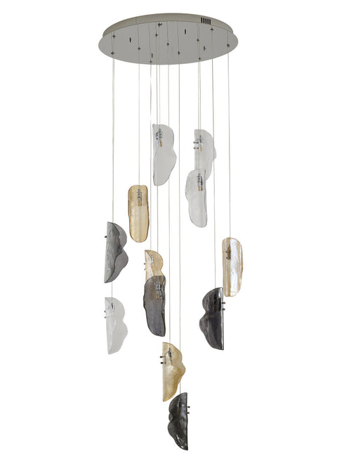 Bethel International 12 Light in Chrome Chandelier With Clear Smoke And Amber Glass Accents Model: ZP144C24CH