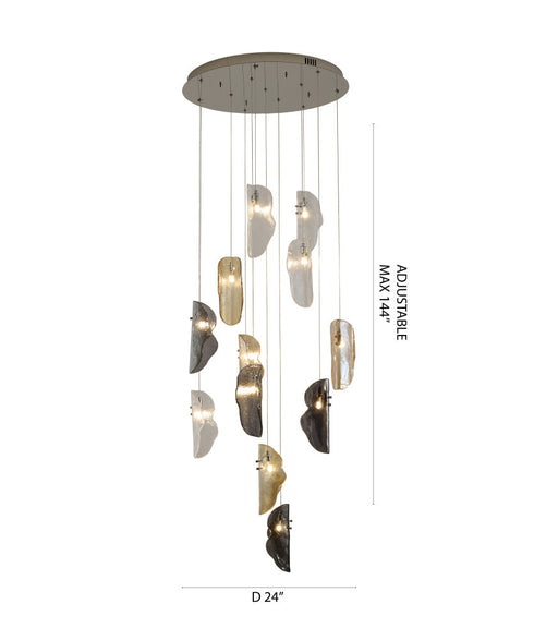 Bethel International 12 Light in Chrome Chandelier With Clear Smoke And Amber Glass Accents Model: ZP144C24CH