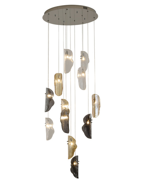 Bethel International 12 Light in Chrome Chandelier With Clear Smoke And Amber Glass Accents Model: ZP144C24CH