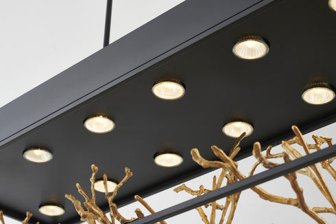 Bethel International 12 Light in Matte Black Pendant With Gold Branch Accents Model: KA02C38G