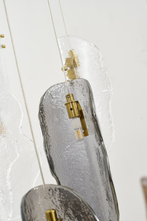 Bethel International 16 Light in Brass Chandelier With Clear Smoke And Amber Glass Accents Model: ZP145C48BR