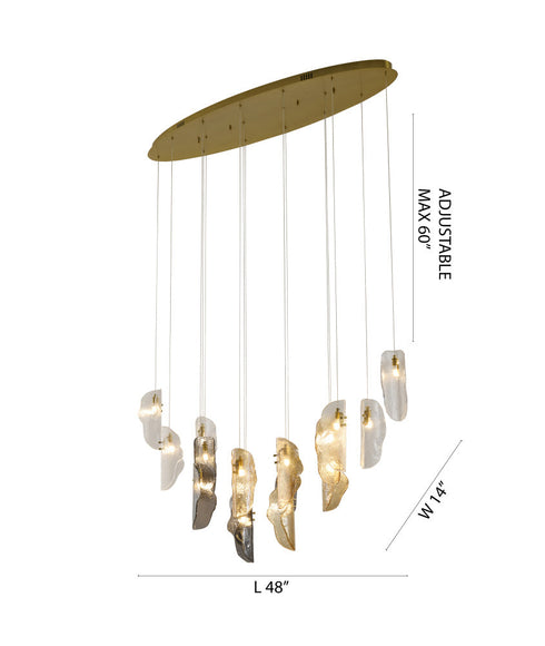 Bethel International 16 Light in Brass Chandelier With Clear Smoke And Amber Glass Accents Model: ZP145C48BR