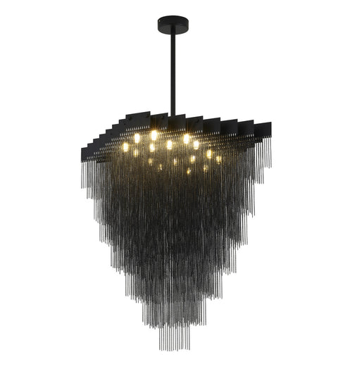 Bethel International 18 Light black prism chandelier with hanging aluminum chains in Satin Black Finish Model: IMG06C31B