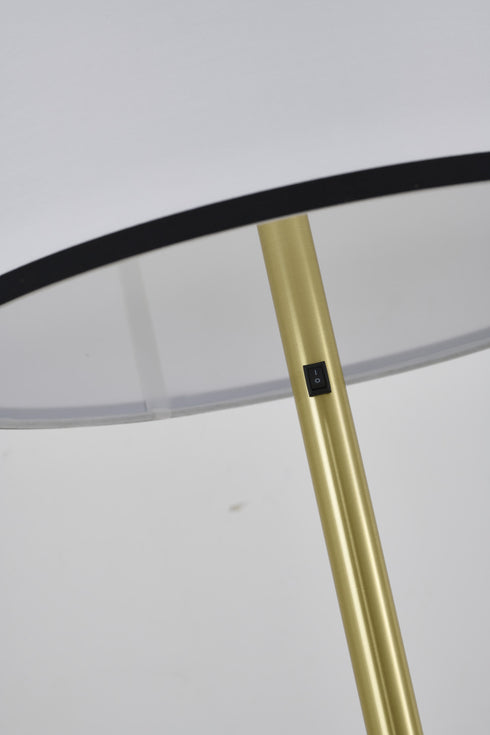 Bethel International 2 Light Black And Satin Brass Floor Lamp With A White Linen Shade in Black & Satin Brass Finish Model: BTG101BR