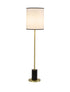 Bethel International 2 Light Black And Satin Brass Floor Lamp With A White Linen Shade in Black & Satin Brass Finish Model: BTG101BR