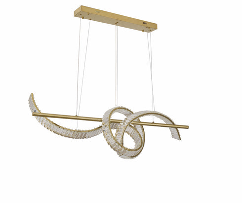 Bethel International 2 Light Dimmable in Brass Steel LED Chandelier With Clear Crystal Model: GL452C47BR
