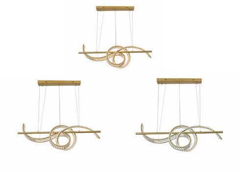 Bethel International 2 Light Dimmable in Brass Steel LED Chandelier With Clear Crystal Model: GL452C47BR