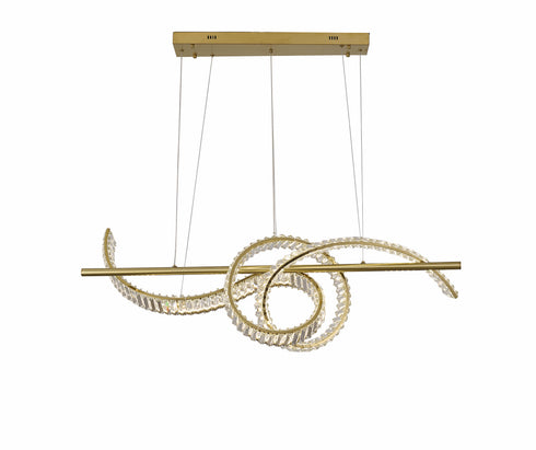 Bethel International 2 Light Dimmable in Brass Steel LED Chandelier With Clear Crystal Model: GL452C47BR