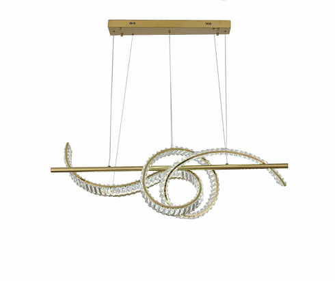 Bethel International 2 Light Dimmable in Brass Steel LED Chandelier With Clear Crystal Model: GL452C47BR